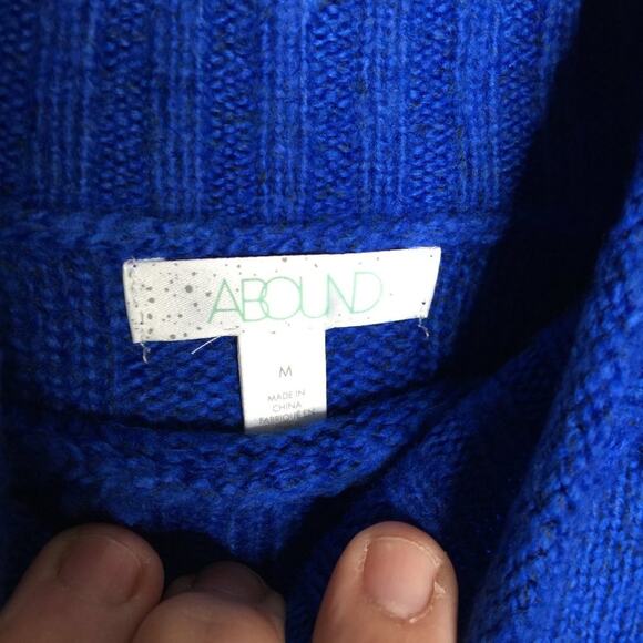 Abound Pullover Sweater Basket Stitch Knit Long Sleeve Blue Nautical Medium NEW! - Picture 7 of 8